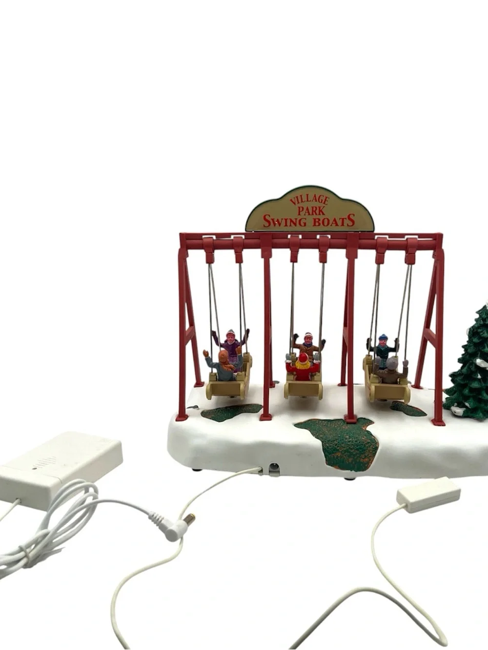 Lemax Village Park Swing Boats Holiday Village Accent - For Parts, Not Working